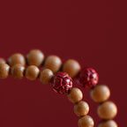 Fortune Jewel Peach Wood Lotus Cinnabar Luck Wealth Bracelet