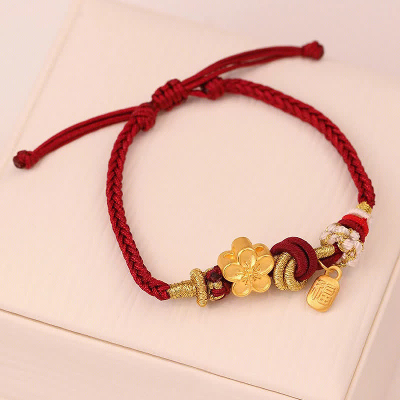 Fortune Jewel Peach Blossom Happiness Charm Luck Red String Bracelet