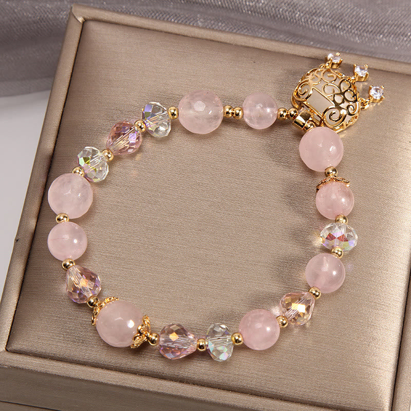 Fortune Jewel Natural Pink Crystal Soothing Protection Bracelet