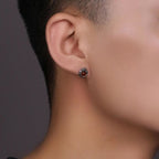 Fortune Jewel 925 Sterling Silver Natural Amber Dragon Success Protection Stud Earring