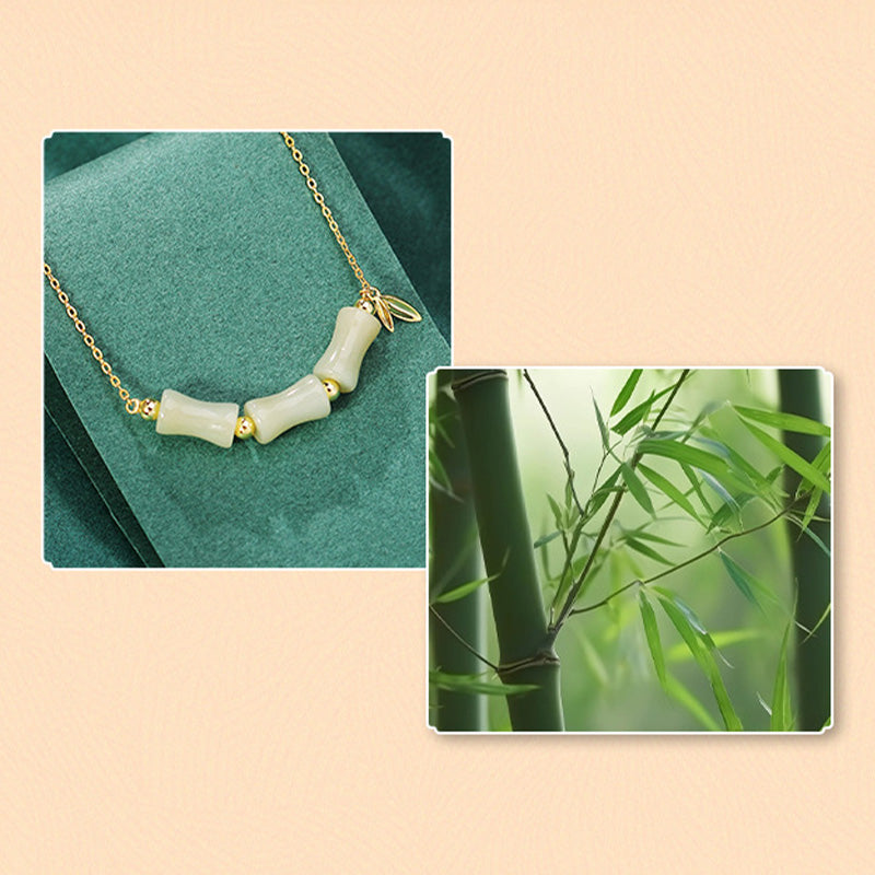 Fortune Jewel 925 Sterling Silver Hetian Jade Bamboo Fu Character Prosperity Necklace Pendant Bracelet