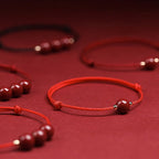 Fortune Jewel Natural Lucky Cinnabar Bead Blessing String Bracelet Anklet