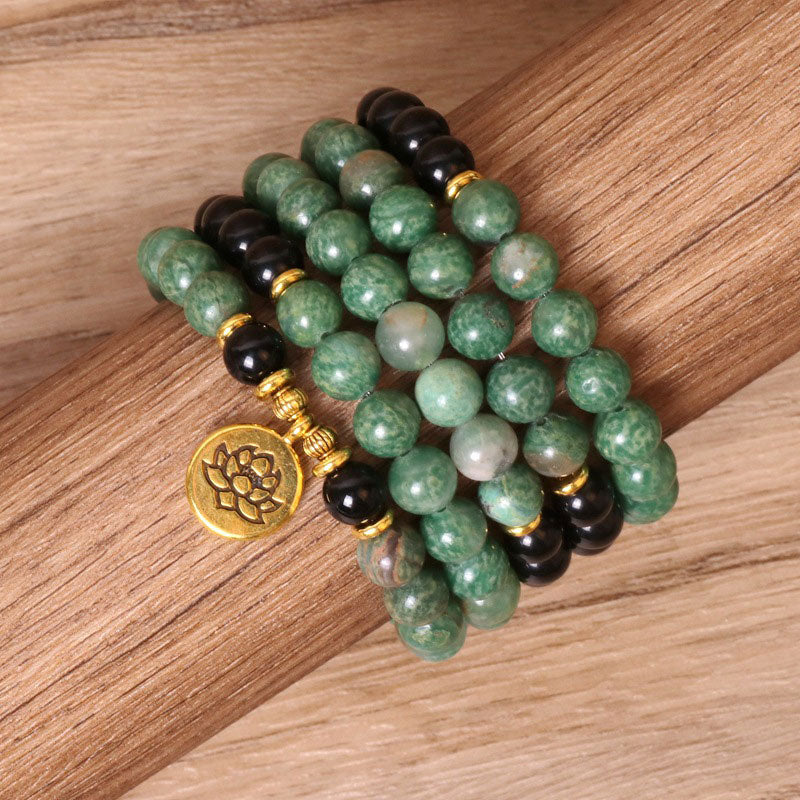 Fortune Jewel 108 Beads Natural Agate Mala Healing Bracelet