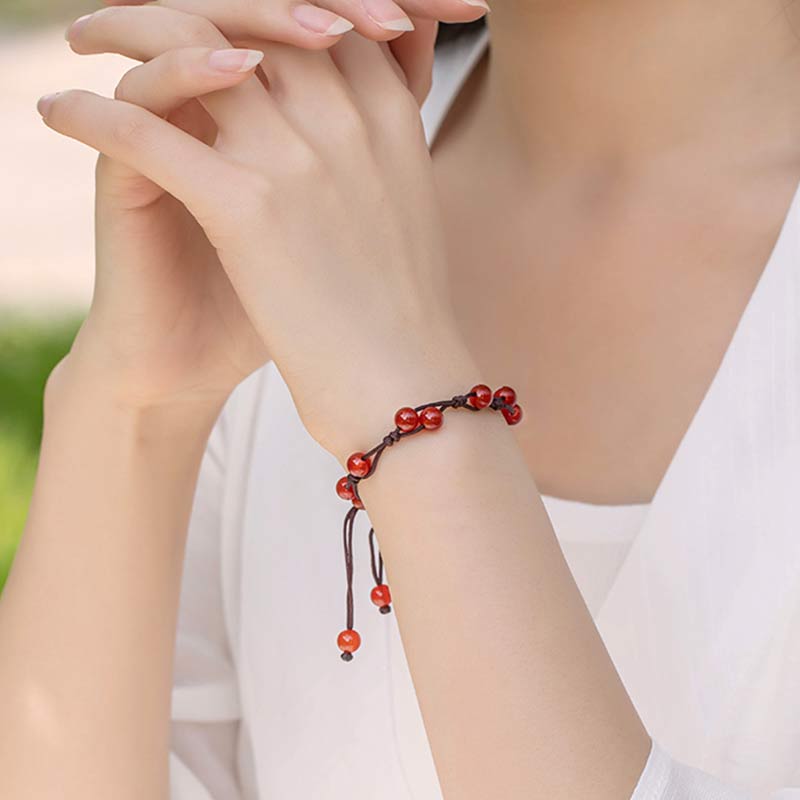 Fortune Jewel Red Agate Moss Agate Cinnabar Calm Bracelet