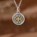 Fortune Jewel 925 Sterling Silver Double Dorje Vajra Blessing Necklace Pendant
