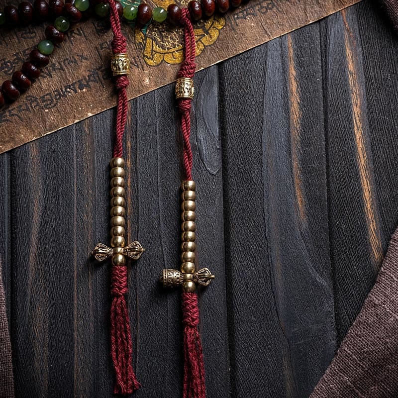 Fortune Jewel Natural Tibet 108 Mala Beads Purple Bodhi Seed Hetian Cyan Jade Copper Dorje Peace Bracelet