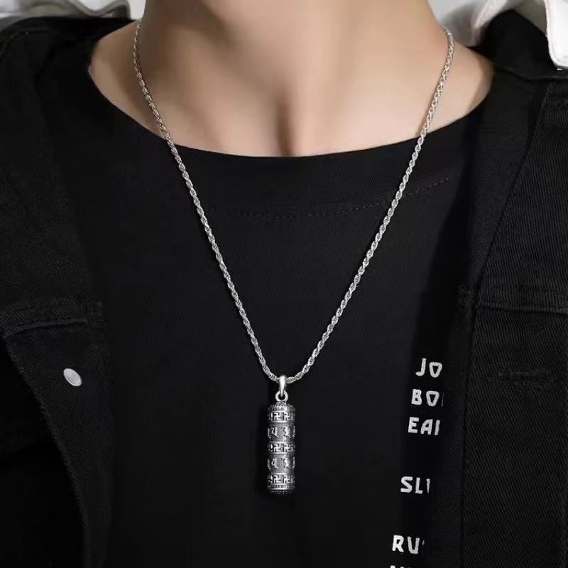 Fortune Jewel Om Mani Padme Hum Swastika Twisted Chain Wisdom Necklace Pendant
