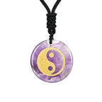 Fortune Jewel Various Crystal Amethyst Tiger Eye Green Aventurine Yin Yang Spiritual Necklace Pendant