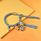 Fortune Jewel Tibetan Zakiram Goddess of Wealth Thangka Luck Prayer Wheel Braid String Bracelet