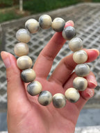 Creamy Gray Bodhi Bead Bracelet for Everyday Calm 14mm