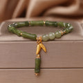 Fortune Jewel Green Bamboo Jade Leaf Pattern Wealth Luck Bracelet