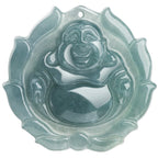 Fortune Jewel Natural Jade Laughing Buddha Lotus Pattern Luck Necklace Pendant Fortune Jewel
