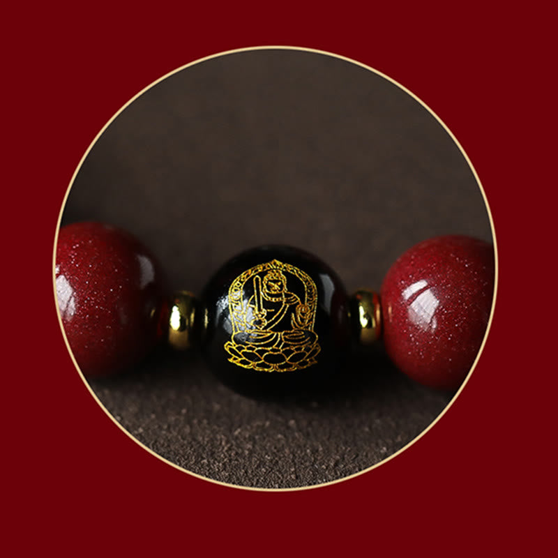Fortune Jewel 925 Sterling Silver Chinese Zodiac Natal Buddha Cinnabar Om Mani Padme Hum Calm Bracelet