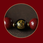 Fortune Jewel 925 Sterling Silver Chinese Zodiac Natal Buddha Cinnabar Om Mani Padme Hum Calm Bracelet