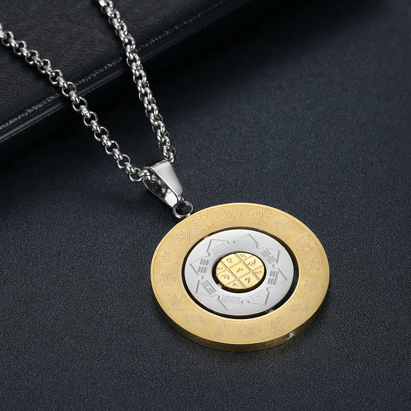 Fortune Jewel Chinese Zodiac Nine Palaces Eight Diagrams Bagua Amulet Harmony Necklace Rotatable Pendant