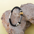 Fortune Jewel Tang Dynasty Flower Design Luck Stainless Steel Buckle Leather Bracelet