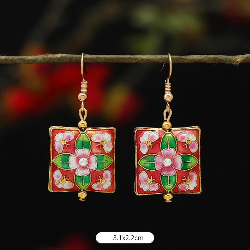 Fortune Jewel Lotus Butterfly Flower Alloy Copper Enlightenment Drop Earrings