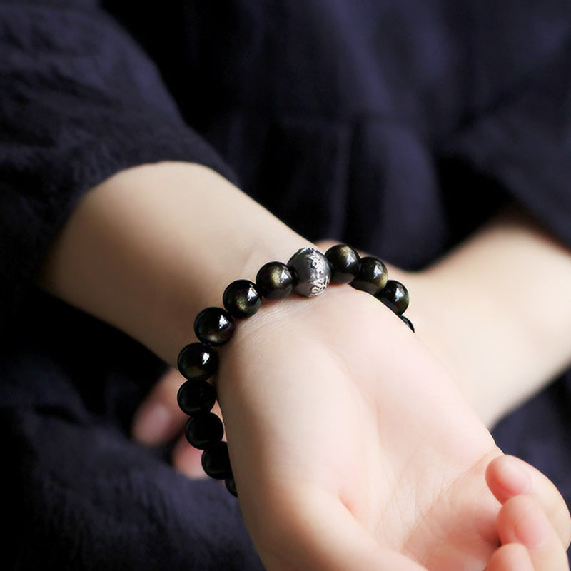 Fortune Jewel Chinese Zodiac Natal Buddha Obsidian Purification Bracelet