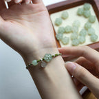 Fortune Jewel Handmade Plum Blossom Flower Jade Luck Prosperity Braided Bracelet