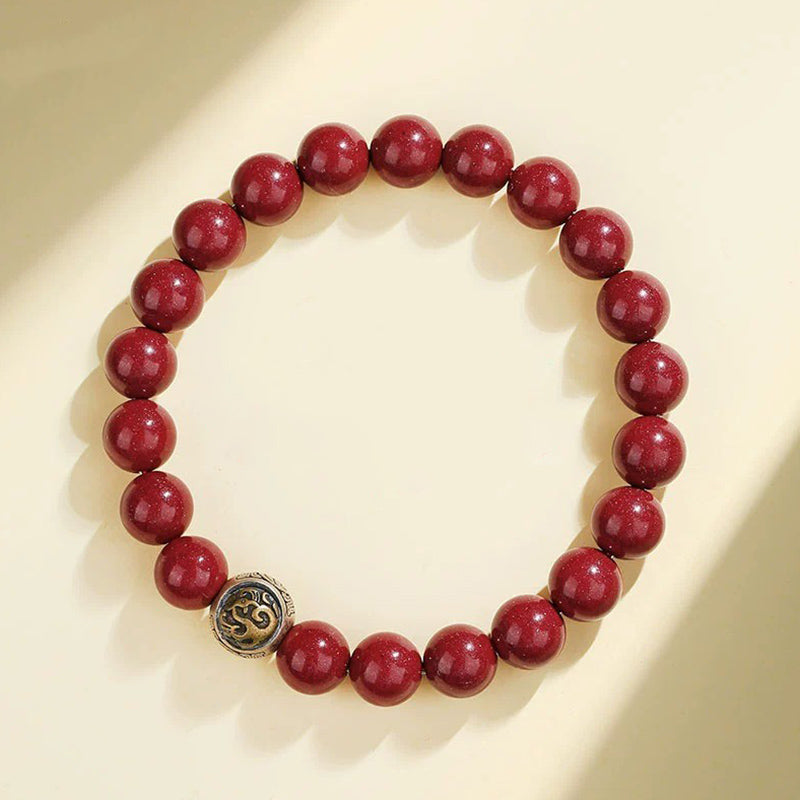 Fortune Jewel 925 Sterling Silver Natural Cinnabar Four Beasts Blessing Bracelet