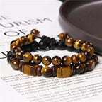 Fortune Jewel Tiger Eye Frosted Stone Hematite Courage Bracelet
