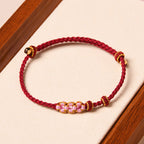 Fortune Jewel Handmade Peach Blossom Protection Braided Rope Bracelet
