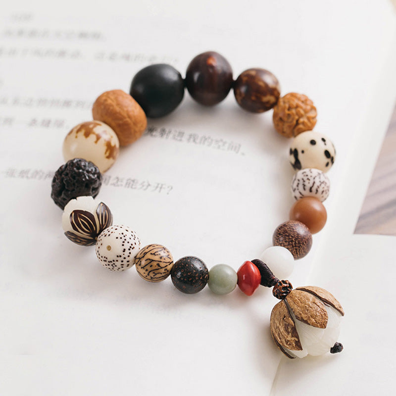 Fortune Jewel Bodhi Seed Lotus Wisdom Peace Wrist Mala Bracelet