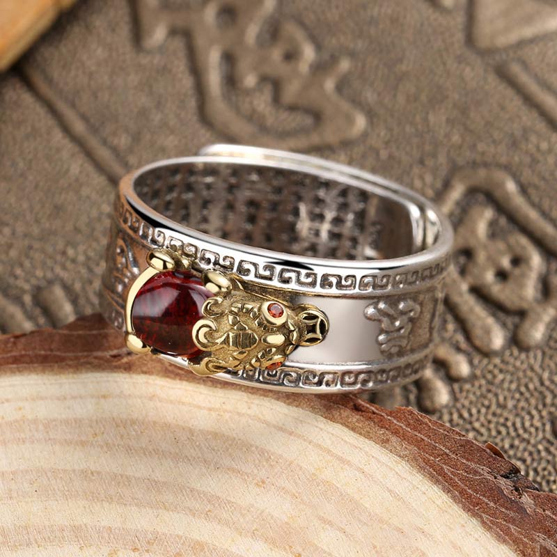 Fortune Jewel Red Agate PiXiu Wealth Ring