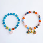 Fortune Jewel Colorful Candy Agate Gold Swallowing Beast Family Peach Harmony Charm Bracelet