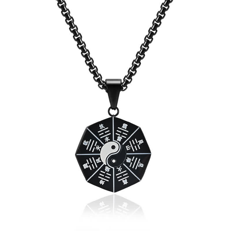 Fortune Jewel Bagua Yin Yang Titanium Steel Balance Necklace Pendant Fortune Jewel