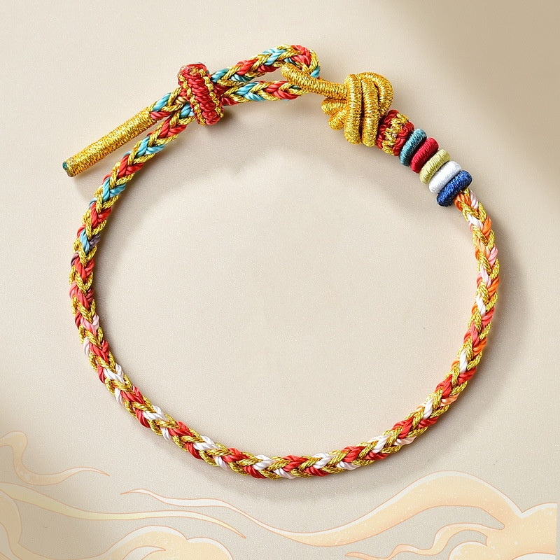 Fortune Jewel Handcrafted Colorful Gold Healing Braid Rope Bracelet