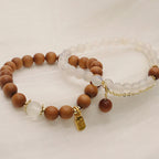 Fortune Jewel Sandalwood Cat's Eye Fu Character Charm Protection Bracelet