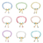 Fortune Jewel Simple Design Flower Charm Glass Bead Bracelet
