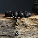 Fortune Jewel Ebony Wood Chinese Character Yin Yang Engraved Gourd Balance Bracelet Fortune Jewel