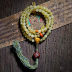 Fortune Jewel 108 Mala Beads Tibet Sheep Horn Amber Luck Bracelet
