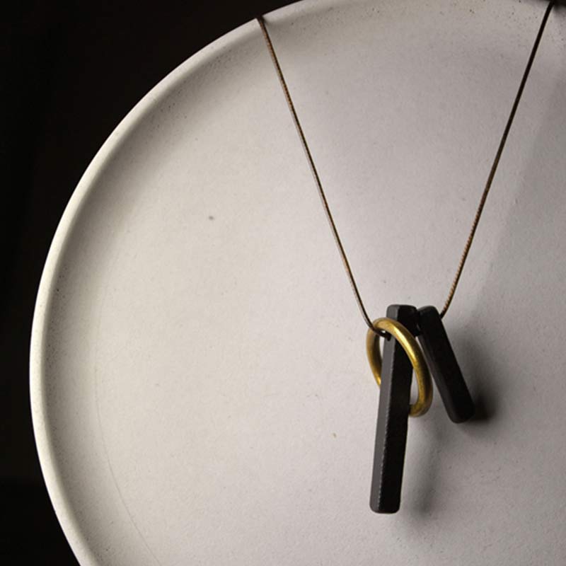 Fortune Jewel Zen Circle Ebony Wood Enlightenment Necklace Pendant Fortune Jewel