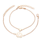 Fortune Jewel 2Pcs Lotus Flower Love Heart Enlightenment Bracelet