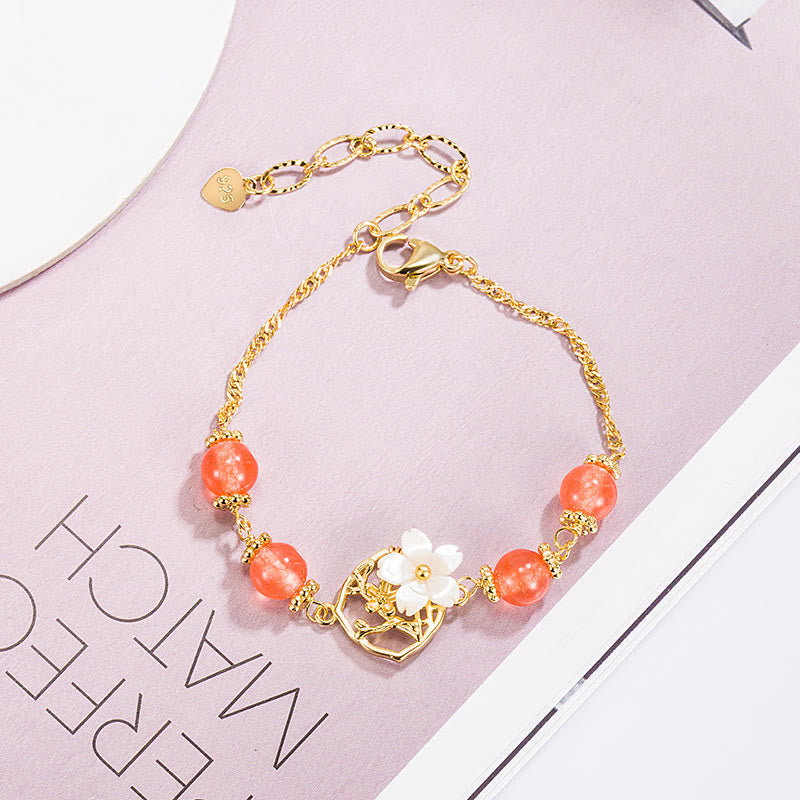 Fortune Jewel Red Agate Tridacna Stone Flower Confidence Bracelet