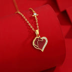 S925 Sterling Silver Year of the Horse Jewelry – Heart-shaped Diamond-Embedded Necklace, Bracelet, and Earrings