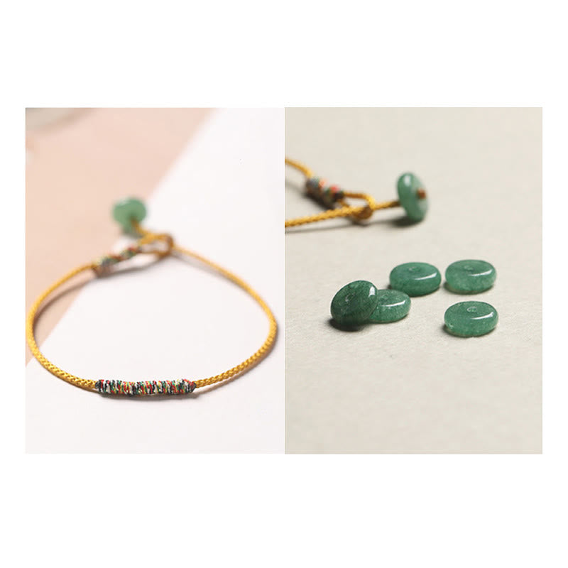 Fortune Jewel Tibetan Handmade Green Aventurine Luck Protection Braided Rope Bracelet