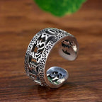Fortune Jewel Vintage Tibet Om Mani Padme Hum Carved Hollow Design Purity Ring