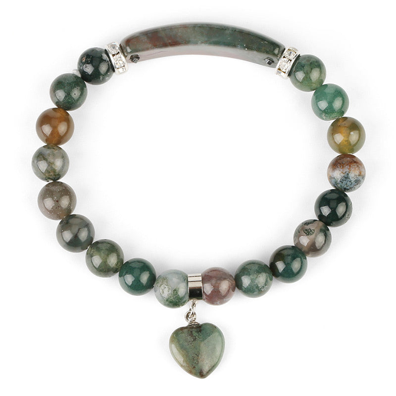 Fortune Jewel Natural Quartz Love Heart Healing Beads Bracelet