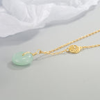 Fortune Jewel Jade Fu Character Copper Coin Peace Buckle Abundance Necklace Pendant
