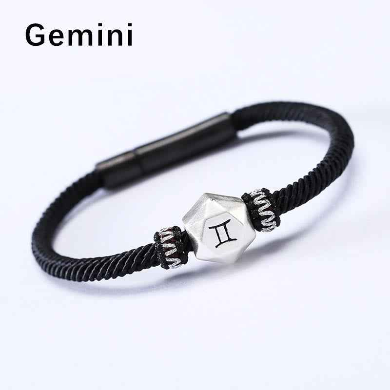 Fortune Jewel 999 Sterling Silver 12 Constellations of the Zodiac Protection Handmade String Bracelet