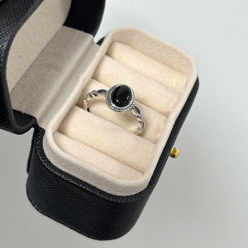 Fortune Jewel 925 Sterling Silver Black Onyx Fortune Ring
