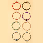 Fortune Jewel Handmade Red Agate Amethyst Golden Rutilated Quartz Pink Crystal Bead Calm Braided Bracelet