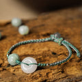 Buddha Stones White Jade Peace Buckle Pumpkin Bead Luck Blessing Braided Bracelet