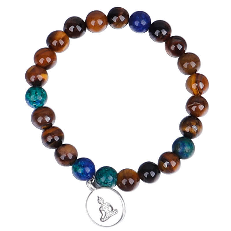 Fortune Jewel 108 Mala Beads Tiger Eye Buddha Strength Bracelet Tassel Necklace Pendant