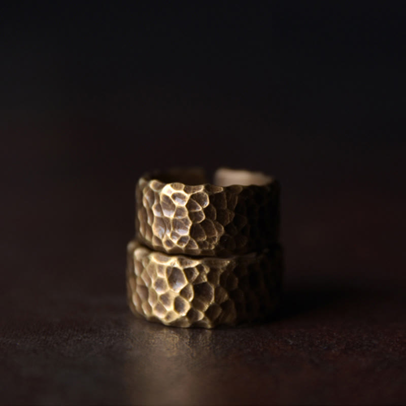 Fortune Jewel Tibetan Bump Texture Design Copper Brass Luck Ring