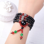 Fortune Jewel 108 Beads Natural Black Obsidian Tiger Eye Mala Bracelet